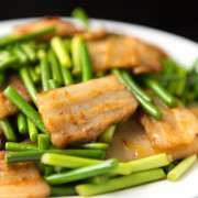 24. 蒜台炒肉 Chinese Garlic Sprouts Stir Fried with Pork